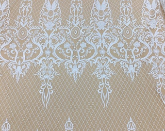 Alencon Embroidery Lace Fabric: French Bridal Wedding Dress Lace