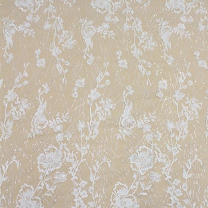 Beaded Flower Lace Fabric: Light Ivory Wedding Dress Lace