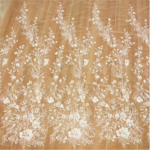 Newest Flower Sequin Lace Fabric Elegant Floral Embroidered Lace Wedding Bridal Lace Fabric Dress High Quality Tulle Lace