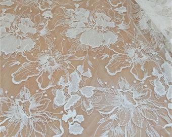 Floral Sequin Embroidery Lace Fabric: Couture Wedding Dress Veil Lace