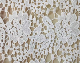Floral Embroidery Lace Fabric: Off-White Bridal Gown Lace By The Yard