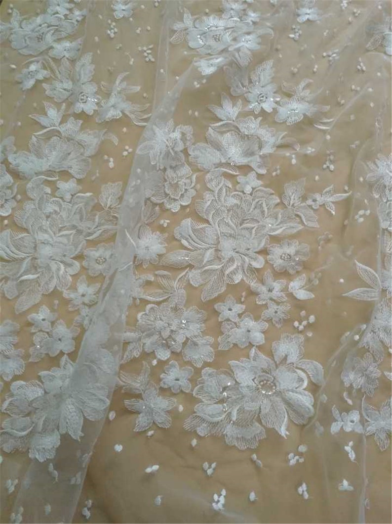 Wedding Dress Lace Fabric Exquisite Flowers Embroidery Lace Etsy