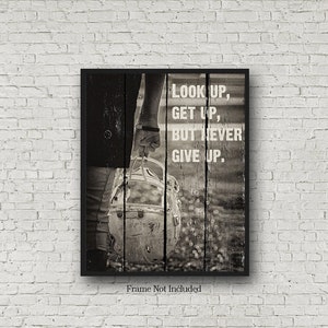 Boys Bedroom Decor, Football Art, Look Up Get Up Kids Room Wall Decor, Motivational Wall Art Gift, Sports Man Cave Decor