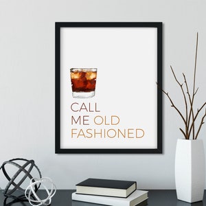 Old Fashioned Cocktail Print, Bar Cart Decor, Liquor Scotch Bourbon Whisky Alcohol Drink Wall Art, Housewarming Christmas Fathers Day Gift
