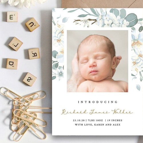Electronic Birth Announcement Photo Card Template Editable Etsy Canada