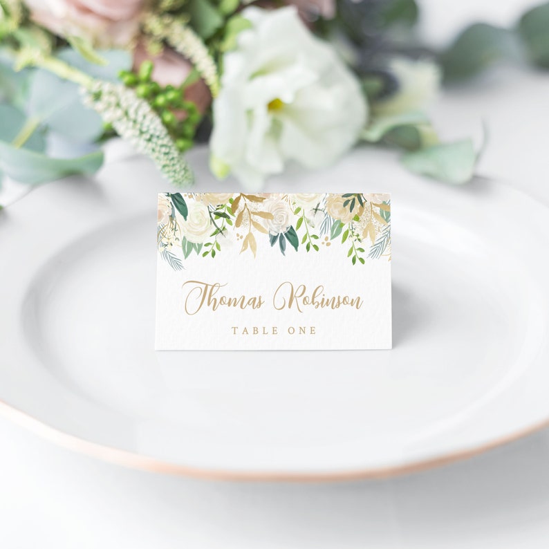 Place Card Watercolour Flower Instant Download Template 2x3 Wedding Editable Templett