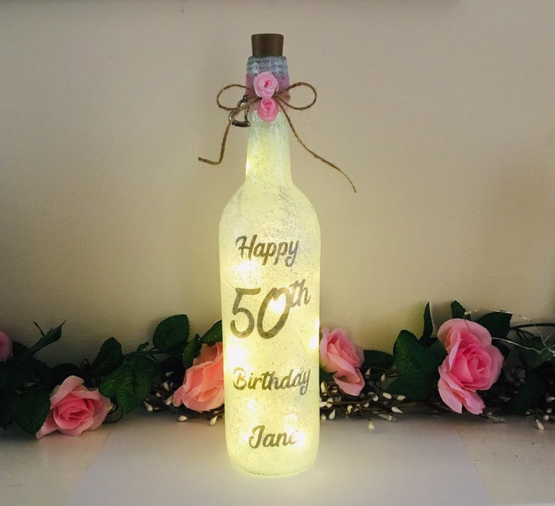 gift party centrepiece 50th birthday light-up wine bottle