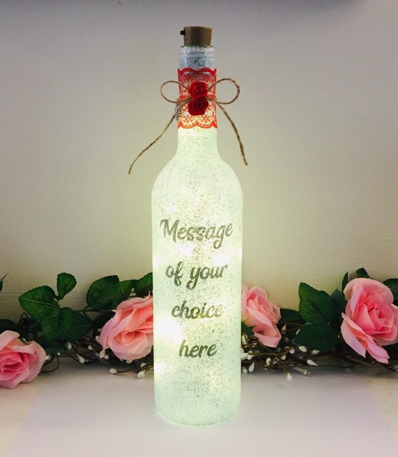 Lightup Wine Bottle With Message of Your Choice Etsy UK