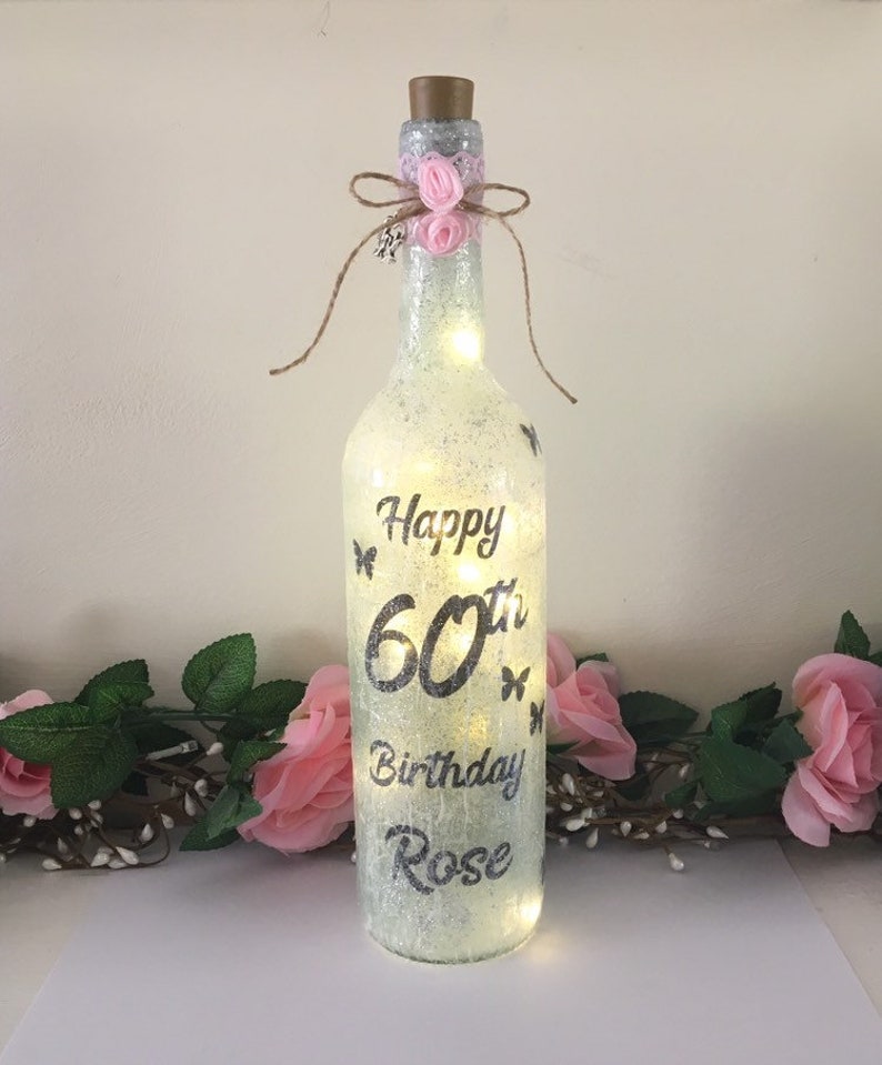 gift party centrepiece 30th Butterfly birthday light-up wine bottle 60th age 50th 40th milestone