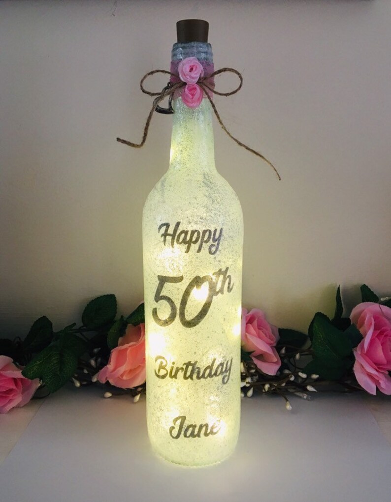gift party centrepiece 50th birthday light-up wine bottle