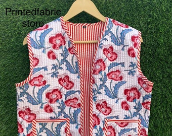 Handmade Cotton Floral Quilted Jacket, Bohemian Style