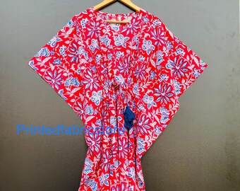 Caftan de plage, maillot de bain en pur coton, caftan pour tenues de villégiature, plage chic, robe longue imprimée. Robe à carreaux, caftan à carreaux