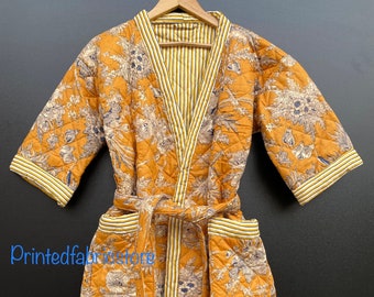 FREE SHIPPING Indian Cotton Quilted Robe, Quilted Kimono, Robes , Traditional Kimono, Cotton Quilted Robe, Reversible Kimono, !