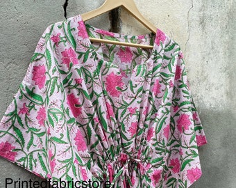 Pink Floral Cotton Kaftan, Long Caftan For Women, Beach Cotton Dress, Dress For to be Moms, Beach Cover up, Cotton Sleepwear