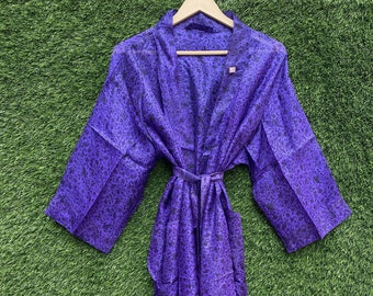 Silk recycle kimono-silk robe-woman kimono-sleepwear-beach dress-silk dressing gown-kimono top-bathrobe silk maxi gown