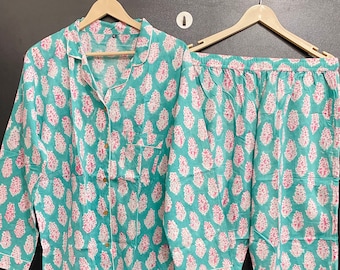 Hand Block Print Cotton Pajama Set, Indian PJs