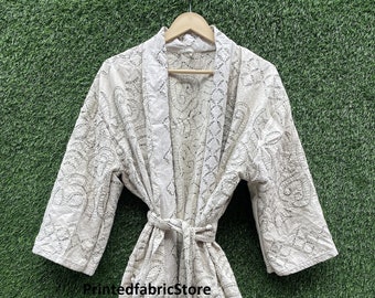 Applique cotton cutwork jacket-cutwork coat-kimono style applique jacket-winter jacket-applique kimono-cutwork robe free size