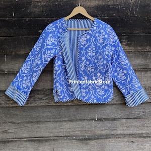 Block Print Short Jacket Cotton Jacket Cotton Reversible Jacket Partywear Jacket and Coat Gifts For Her Fashionable Jacket zdjęcie 1