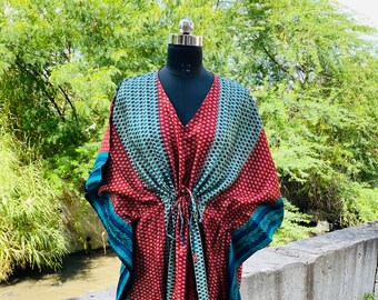 Handmade Art Silk Kaftan Cover-Up - Bohemian Resort Wear