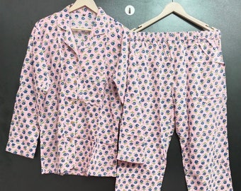 Handmade Floral Block Print Cotton Pajama Set