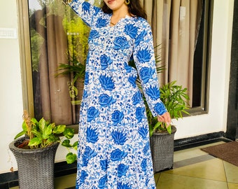 Hand Block Print Cotton Dress: Indian Voile, Handmade
