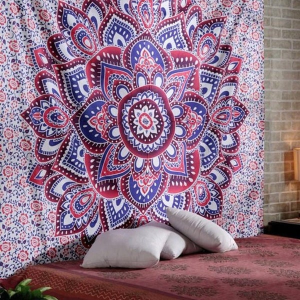 Indian Tapestry Wall Hanging Hippie Tapestry Lotus Ombre Bohemian Mandala Boho Tapestry