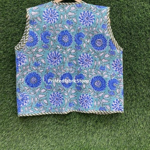 Indische Handblock Print Steppjacke Neue Stil Handgemachte Jacke Geschenke für Sie Baumwolle Taille Mantel Damen Kurze Jacke Bild 7