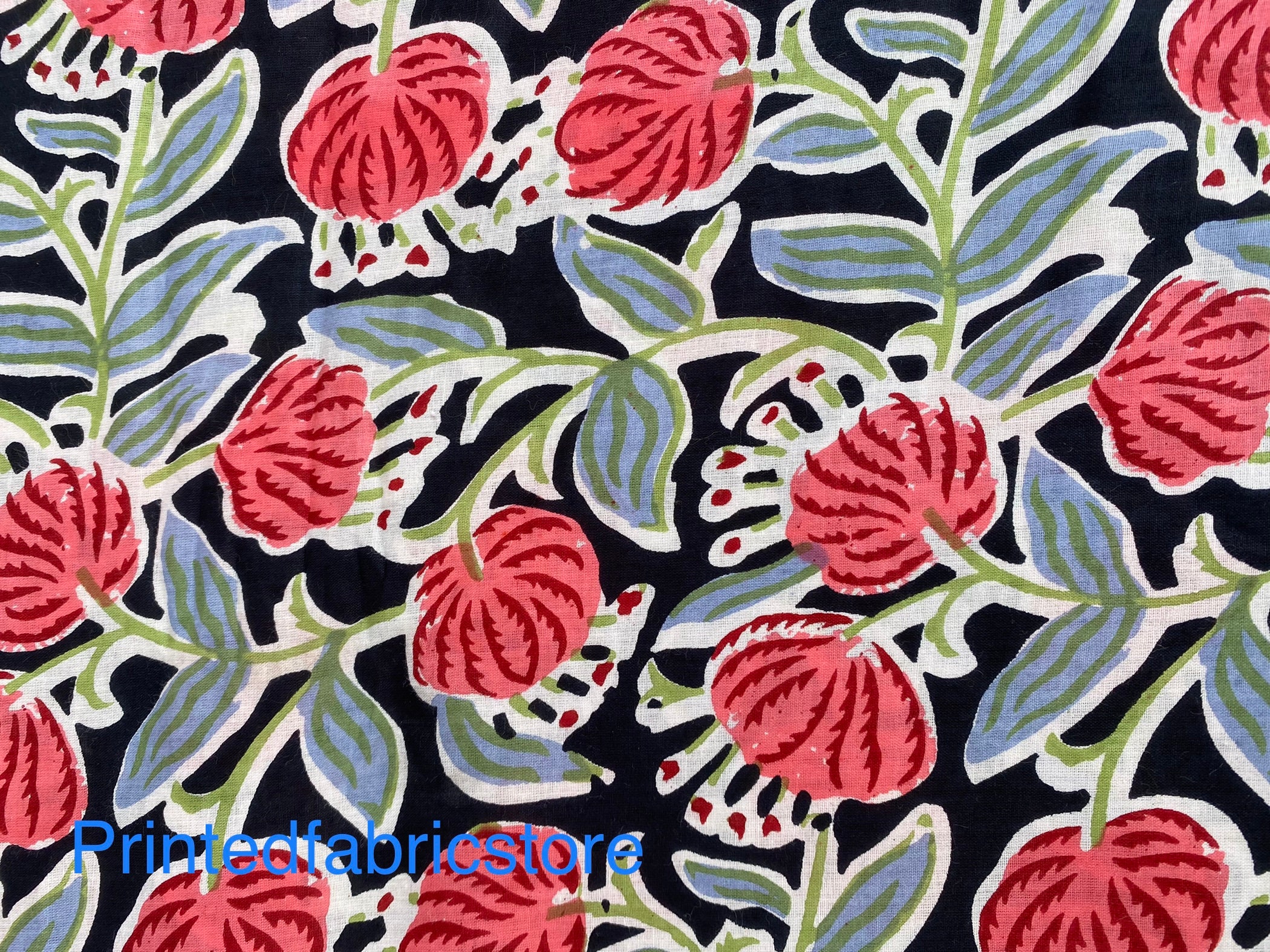 block print cotton dress material Red and White Gota Block-print Dress-Material  Shilphaat.com