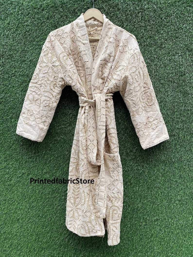 Cotton cutwork jacket-cutwork coat-kimono style applique jacket-winter jacket-applique kimono-cutwork robe image 1