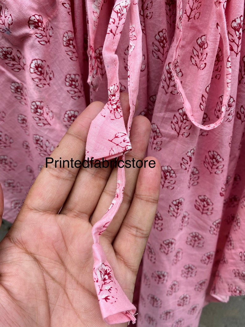 Indian Handmade Floral Cotton Kaftan,Women Dress Long Caftan,Dress Beach Cover up, Flower Hand Block Print Sleepwear Maxi Dress / image 6