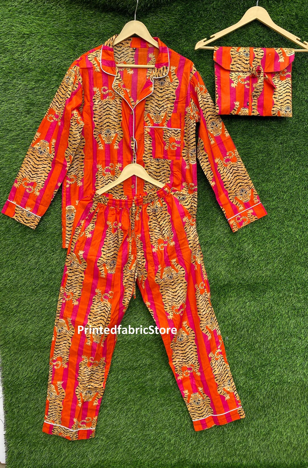 Tapir Pyjamas Tiger Print Cotton Pajama Set, Indian Block Print Nightwear - Etsy