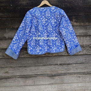 Block Print Short Jacket Cotton Jacket Cotton Reversible Jacket Partywear Jacket and Coat Gifts For Her Fashionable Jacket zdjęcie 7