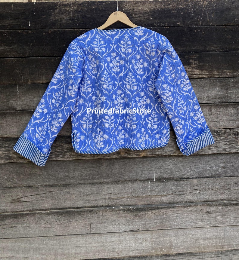 Block Print Short Jacket Cotton Jacket Cotton Reversible Jacket Partywear Jacket and Coat Gifts For Her Fashionable Jacket zdjęcie 7