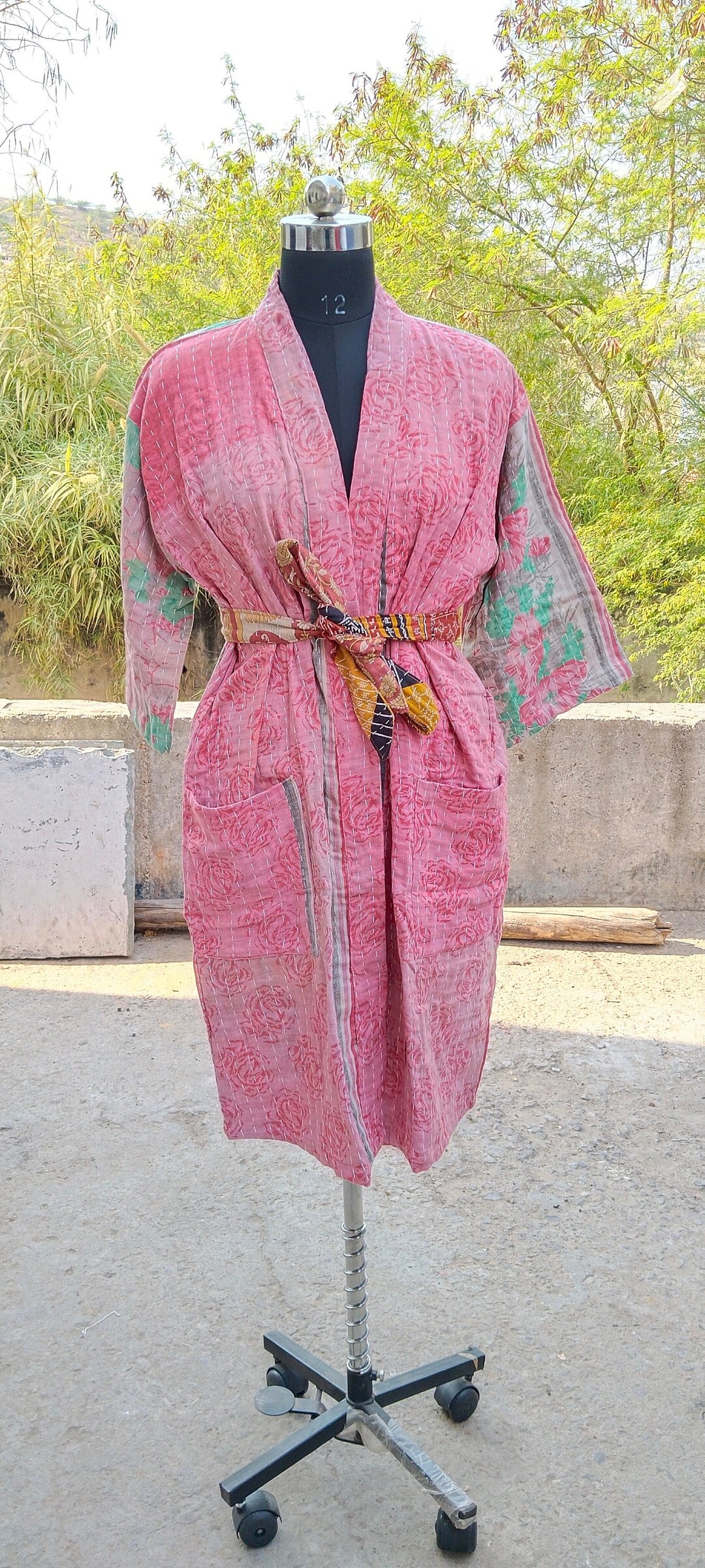 Handmade Kantha Stitch Cotton Robe, Indian Patchwork Quilted Jacket - Etsy