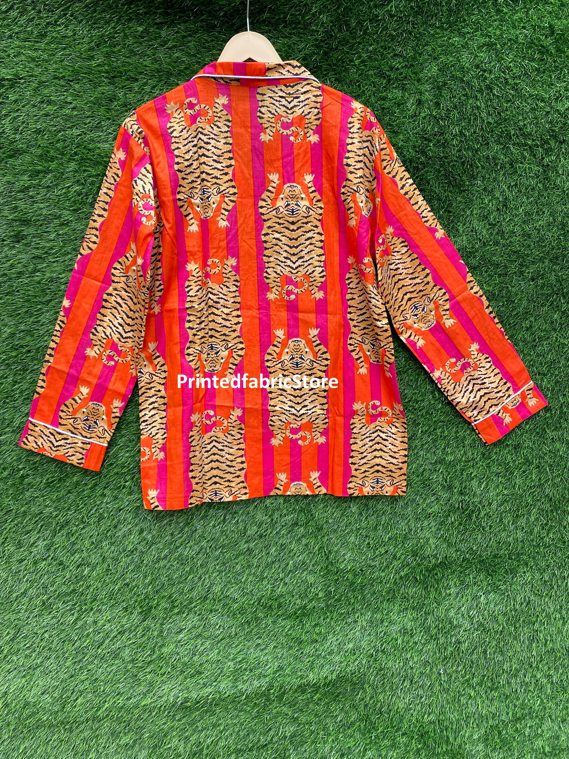 Tapir Pyjamas Tiger Print Cotton Pajama Set, Indian Block Print Nightwear - Etsy