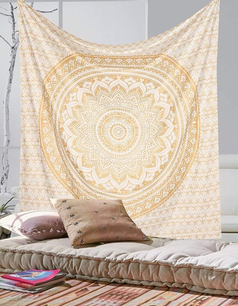 Golden Ombre Tapestry Wall Hangings Hippie Mandala Bohemian Etsy