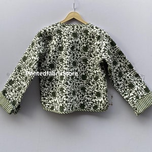 Cotton Women's Quilted Jacket Block Printed Boho Style Quilted Handmade Jackets Coat Holidays Gifts Button Closer Jacket For Women Gifts image 8