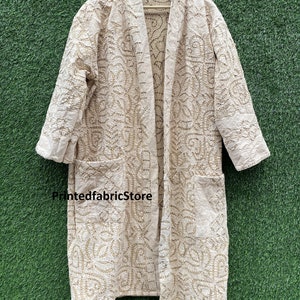 Cotton cutwork jacket-cutwork coat-kimono style applique jacket-winter jacket-applique kimono-cutwork robe image 2