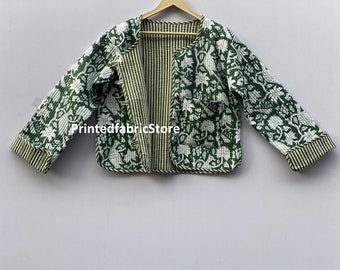 Hand Block Print Fabric Quilted Jacket Short Kimono Women Wear New Style Fashionable Short Jacket Gifts For Her