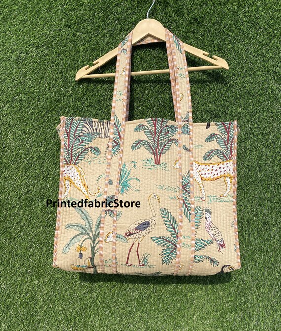 Quilted fabric tote bags shop