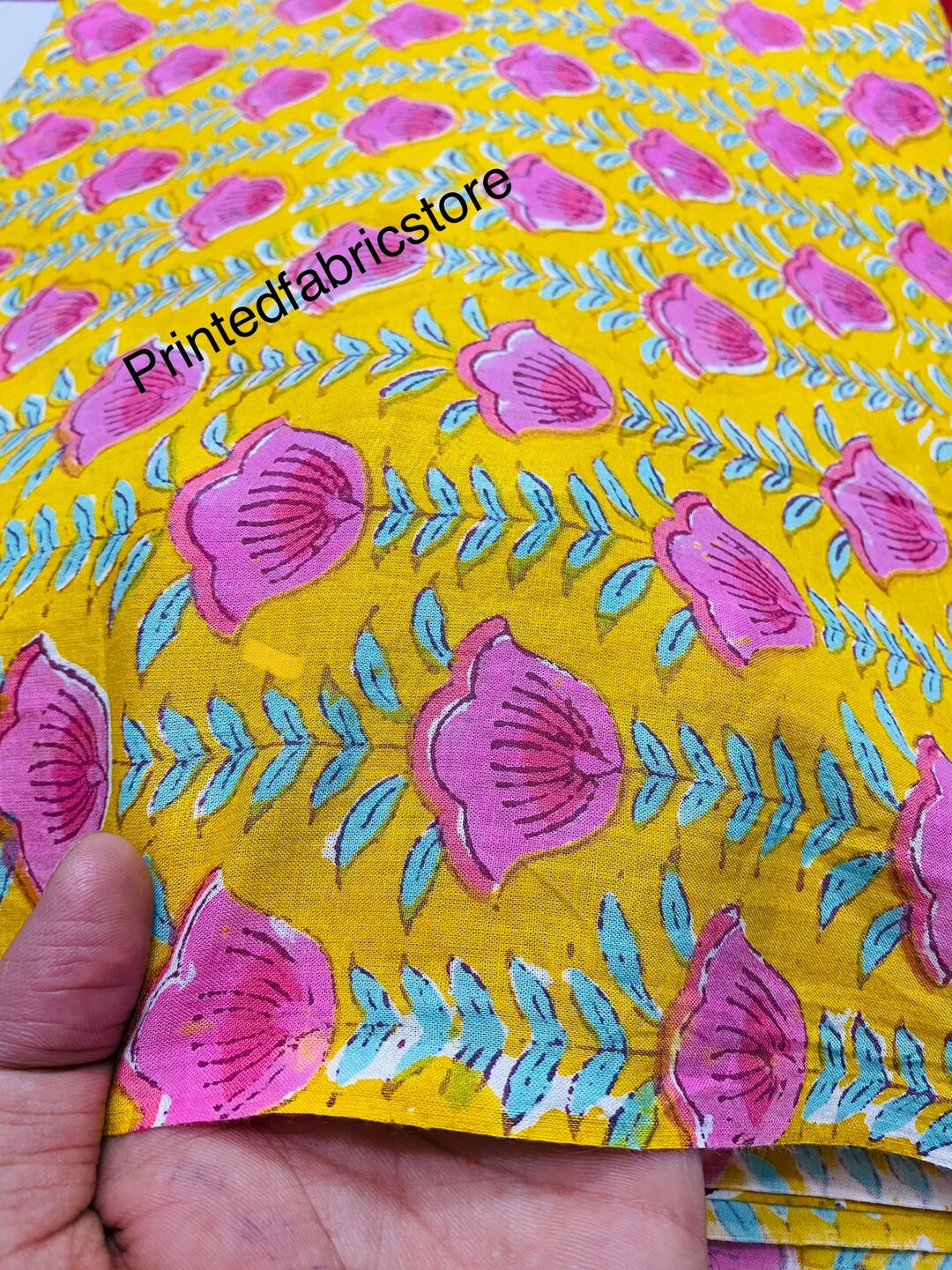 Green - Cotton Sanganeri Block Print Towel 16