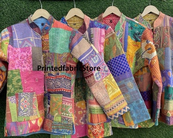 Wholesale jacket-silk patchwork quilted jacket-winter coat-kantha quilted coat-handmade patola short jacket