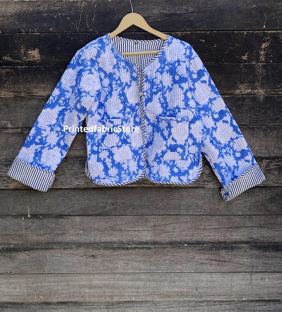 Cotton Handmade Quilted Jacket Button Closer Jacket Gifts