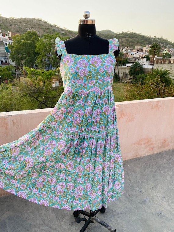 Handmade Cotton Floral Maxi Dress, Indian Summer Sundress - Etsy