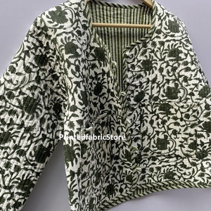 Veste matelassée en coton pour femme, imprimée en bloc, style bohème, matelassée à la main, vestes, manteau, cadeaux de vacances, bouton de fermeture, veste pour femme, cadeaux image 10