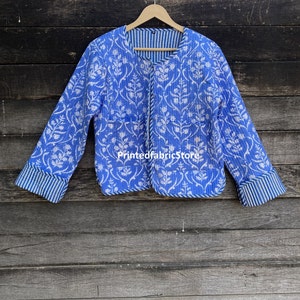 Block Print Short Jacket Cotton Jacket Cotton Reversible Jacket Partywear Jacket and Coat Gifts For Her Fashionable Jacket zdjęcie 2