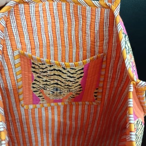 Sac fourre-tout orange tigre imprimé bloc sac fourre-tout indien fait main en coton sac fourre-tout pour femme sac à bandoulière matelassé imprimé bloc fait main image 4
