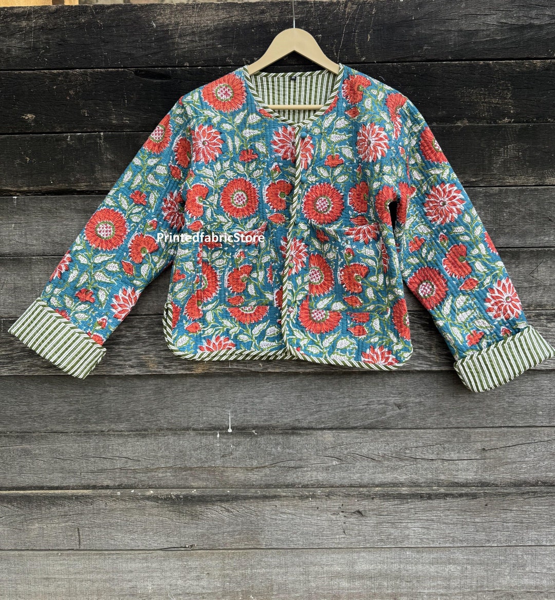 Chic Brown Floral Quilted Jacket