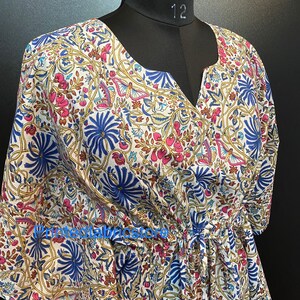 Caftan en coton, caftan indien à fleurs, caftan long, robe pour future maman, vêtement de plage, vêtements de nuit, caftan indien, robe longue, bikini image 4