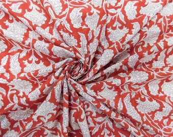 Roze Paisley blokprint tuniek Houten blokken bedrukte stof Voile katoenen blokprint stof Mooie kleuren